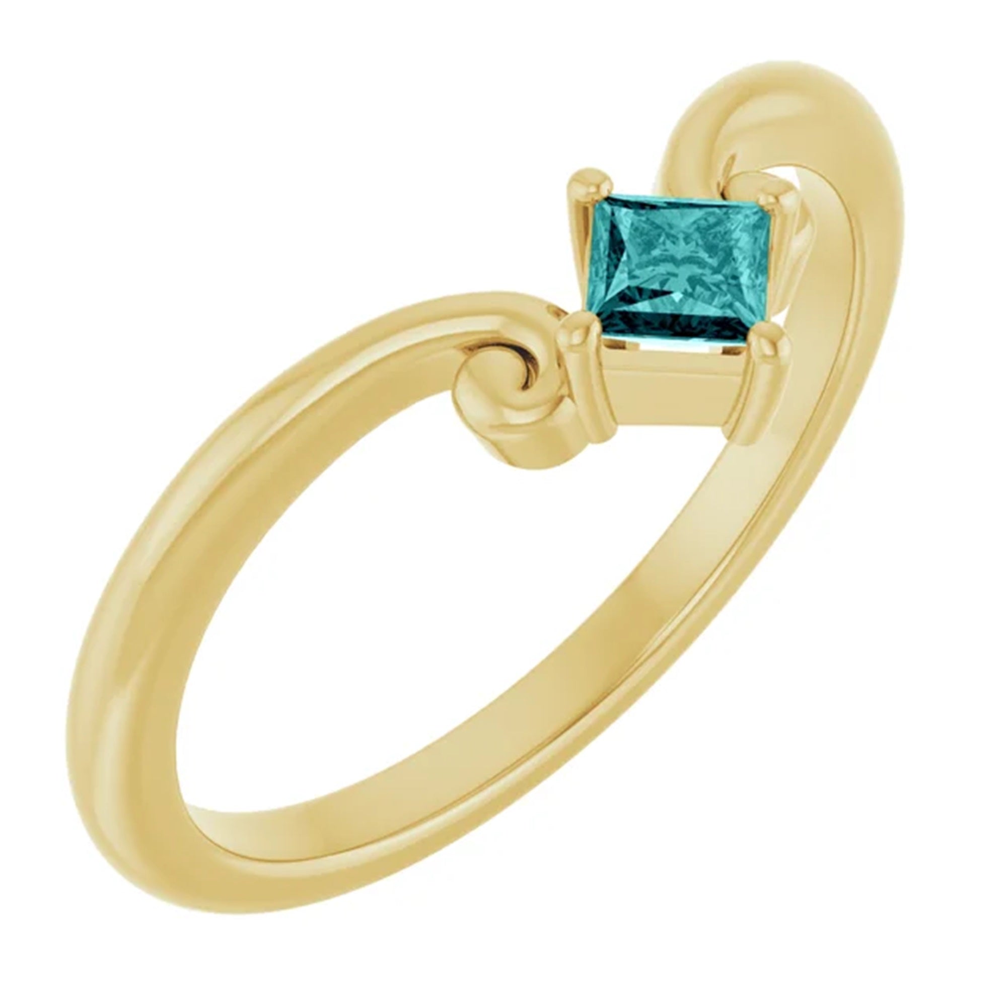 10k gold Natural Teal Sapphire Ring, September Birthstone Ring