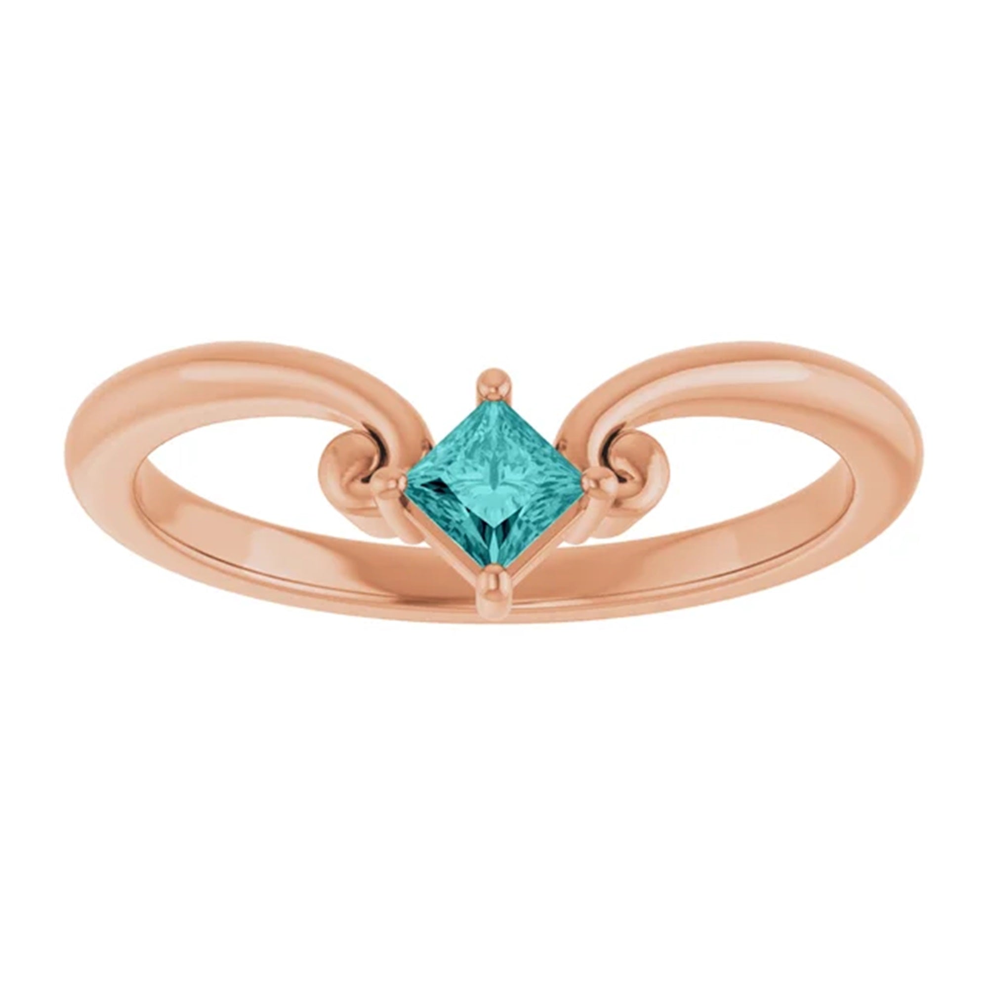 10k gold Natural Teal Sapphire Ring, September Birthstone Ring