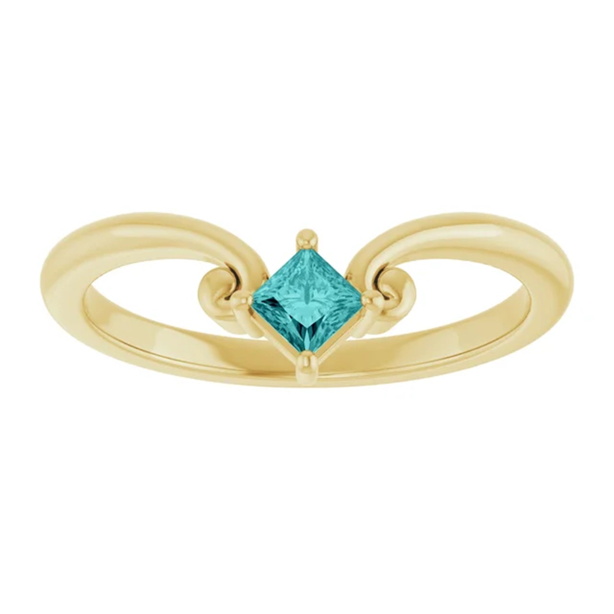 10k gold Natural Teal Sapphire Ring, September Birthstone Ring