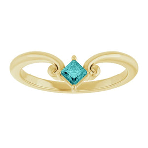 10k gold Natural Teal Sapphire Ring, September Birthstone Ring