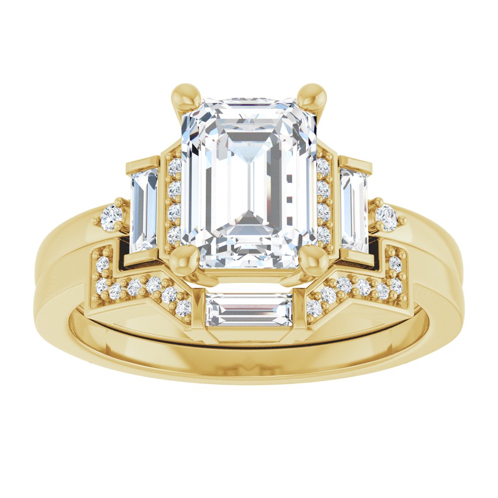 14k Gold 1.75 Carat Emerald Cut Diamond Engagement Ring