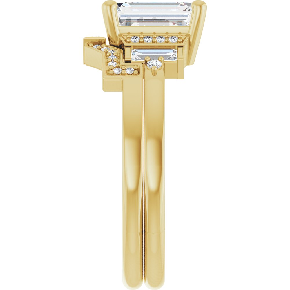 14k Gold 1.75 Carat Emerald Cut Diamond Engagement Ring