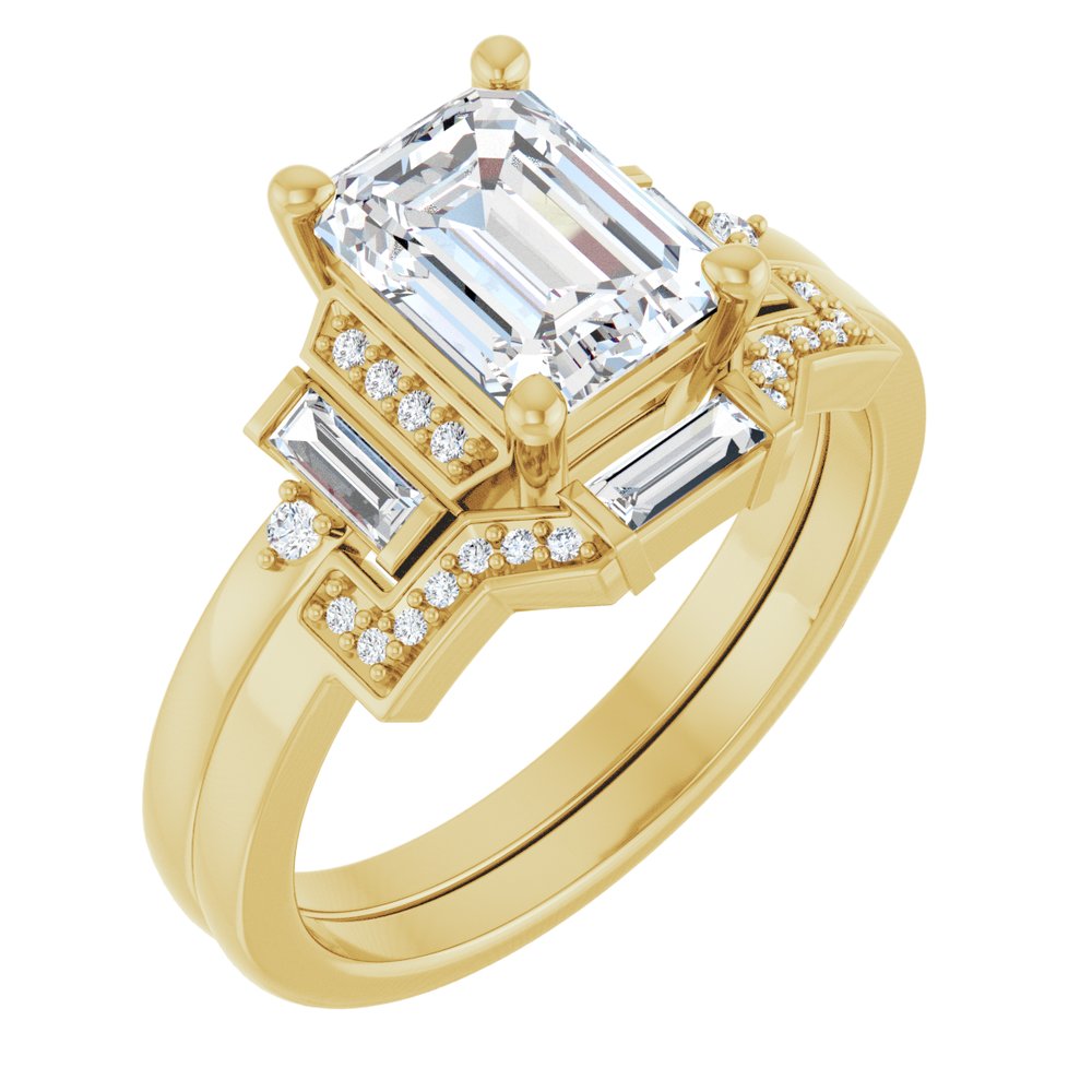 14k Gold 1.75 Carat Emerald Cut Diamond Engagement Ring