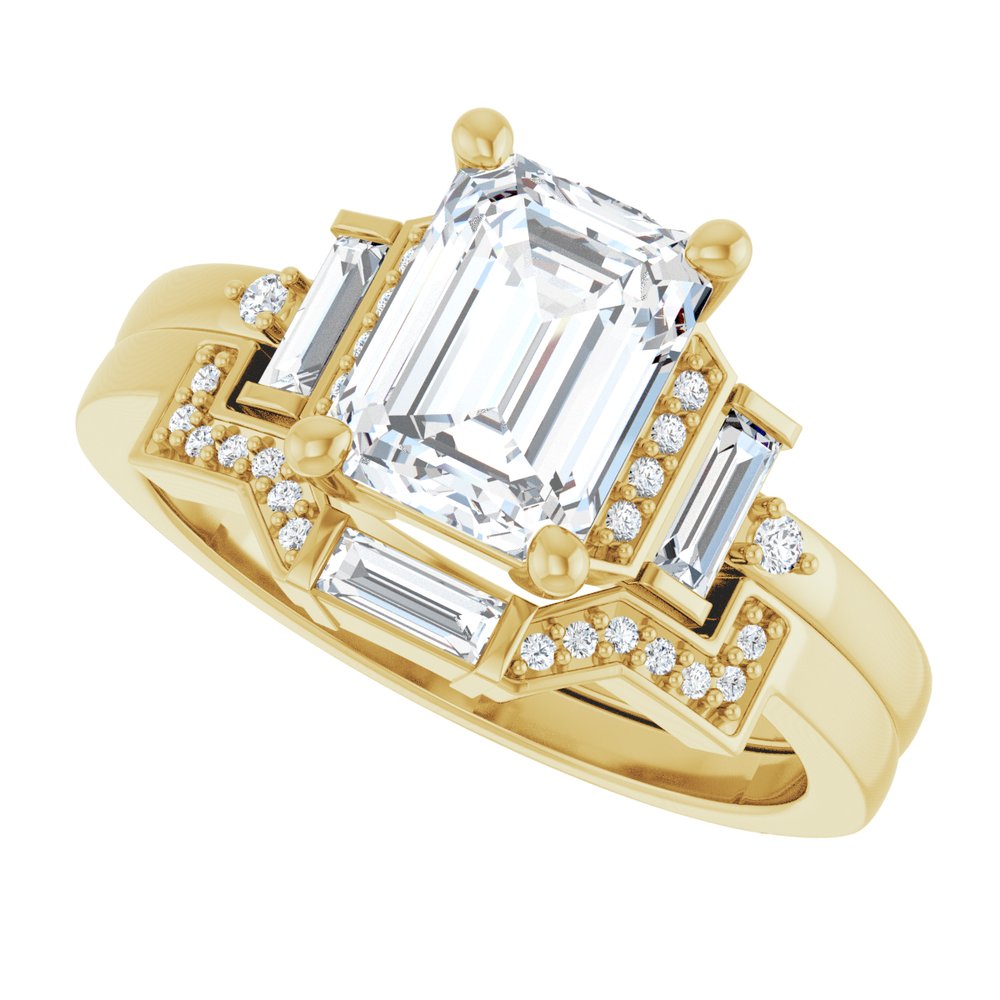 14k Gold 1.75 Carat Emerald Cut Diamond Engagement Ring
