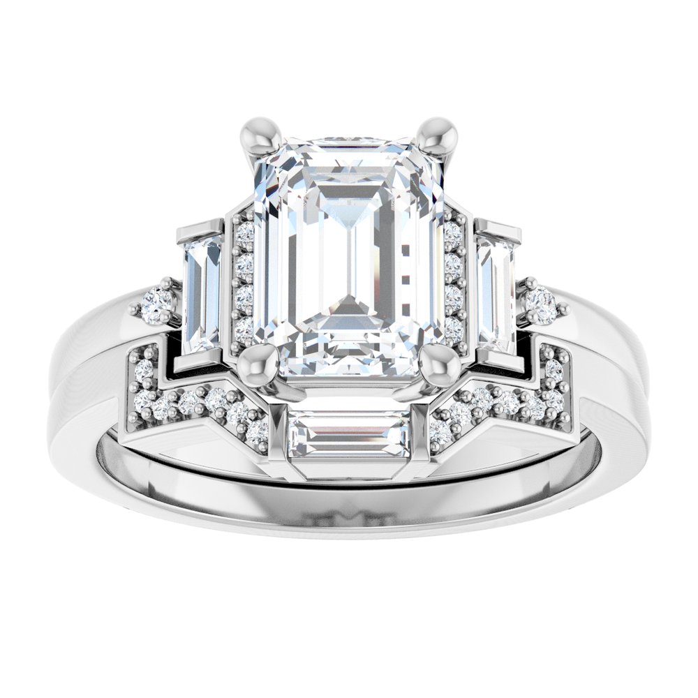 14k Gold 1.75 Carat Emerald Cut Diamond Engagement Ring