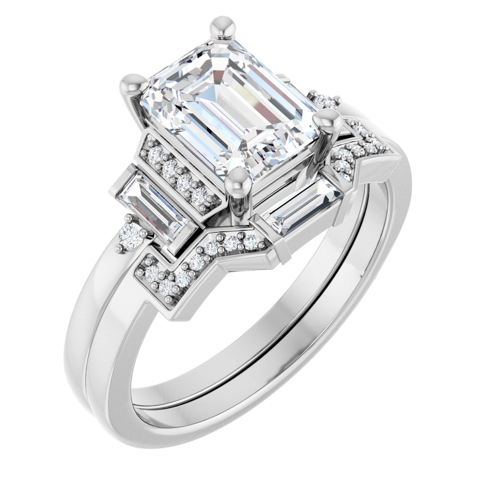 14k Gold 1.75 Carat Emerald Cut Diamond Engagement Ring