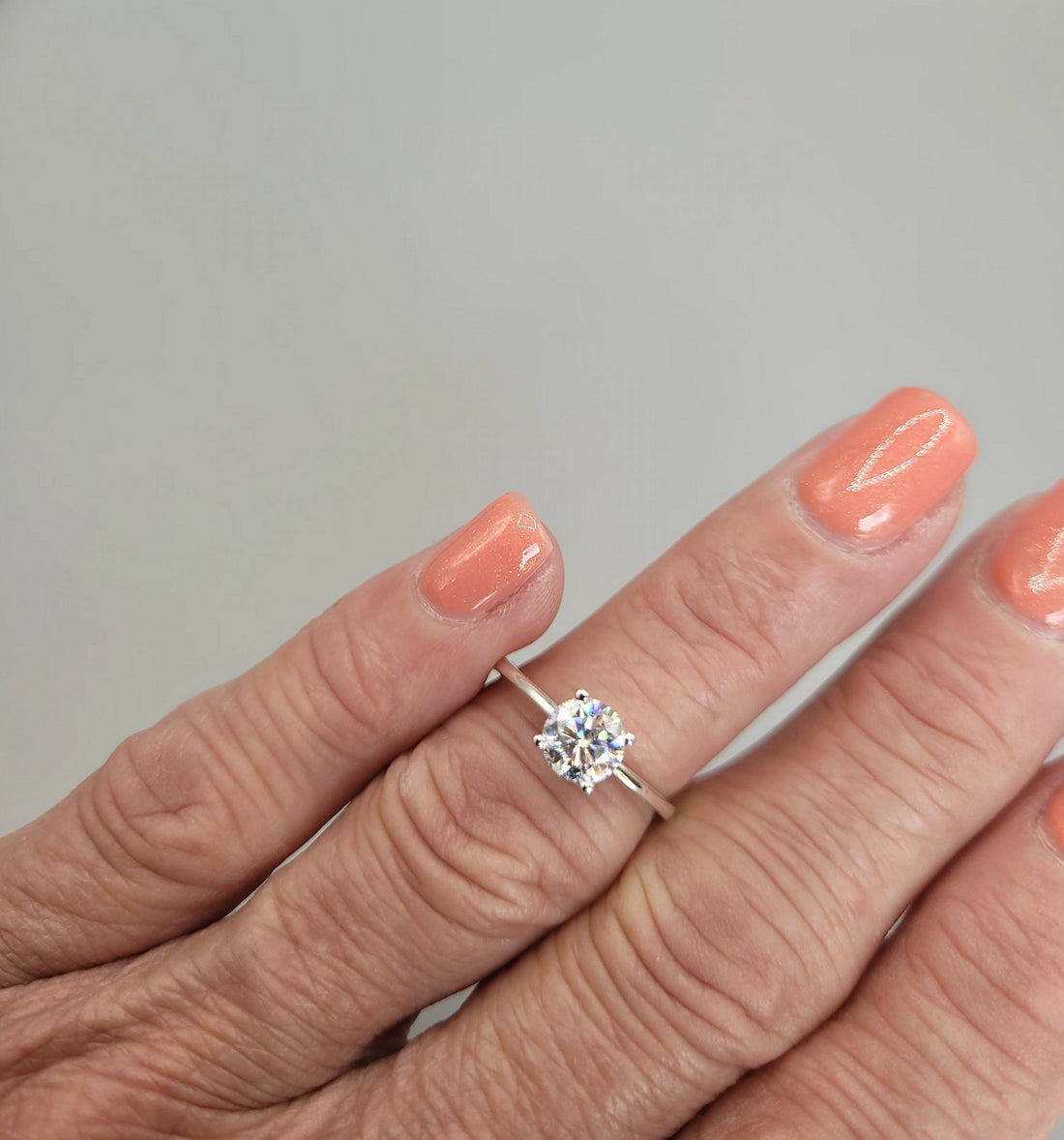 Nickel Free Sterling Silver Moissanite Engagement Ring