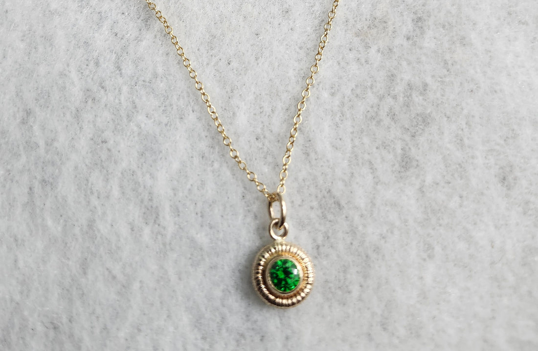 14k Yellow Gold Filled Emerald Necklace