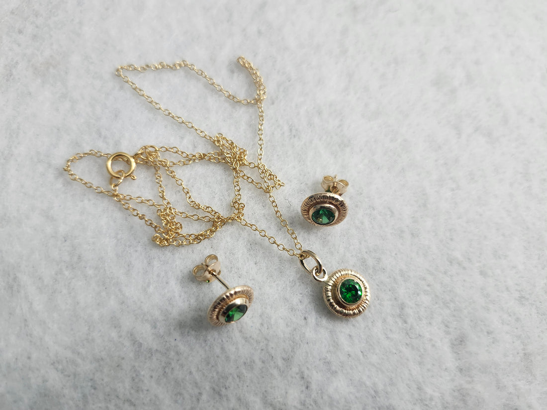14k Yellow Gold Filled Emerald Necklace