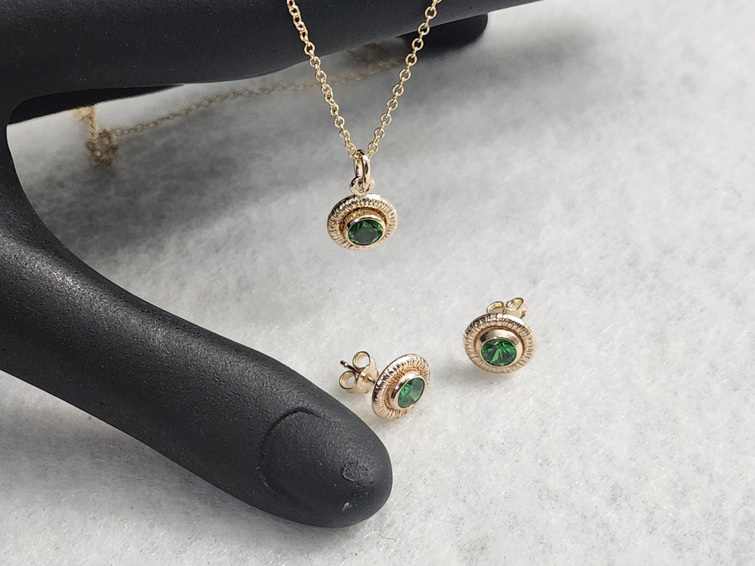 14k Yellow Gold Filled Emerald Necklace