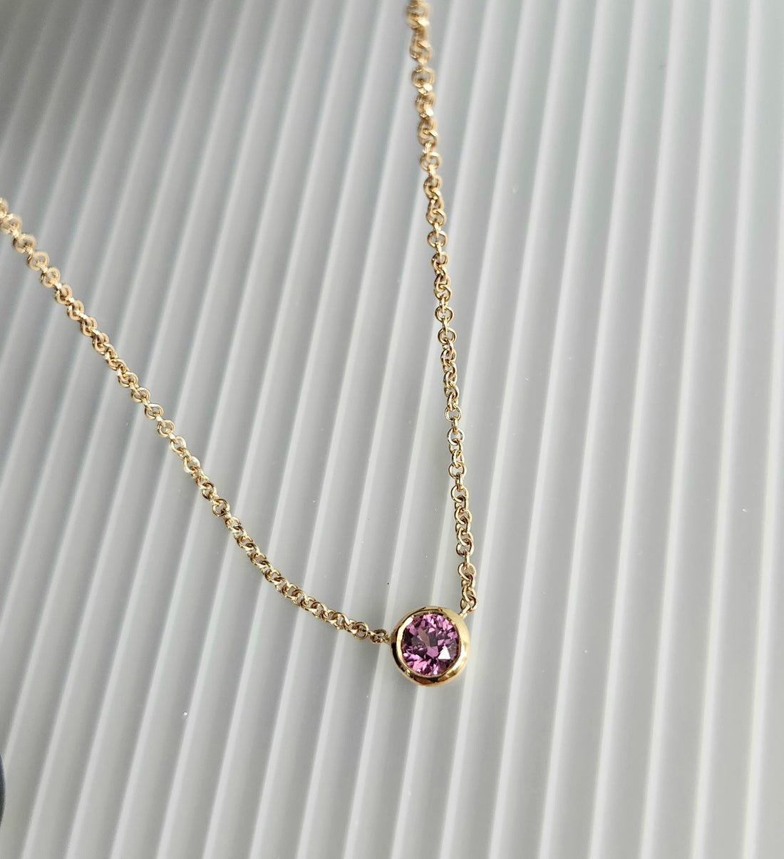 AAA Pink Tourmaline 14k Gold Birthstone Necklace, October Birthstone