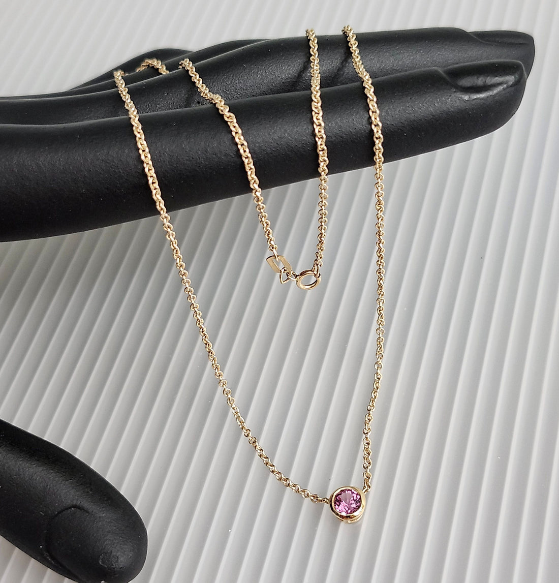AAA Pink Tourmaline 14k Gold Birthstone Necklace, October Birthstone