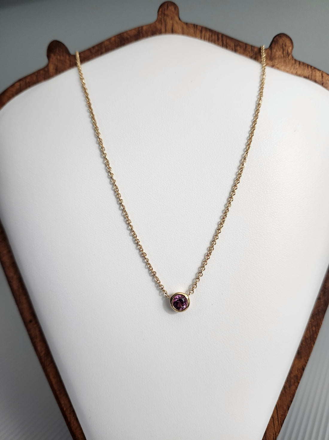 AAA Pink Tourmaline 14k Gold Birthstone Necklace, October Birthstone