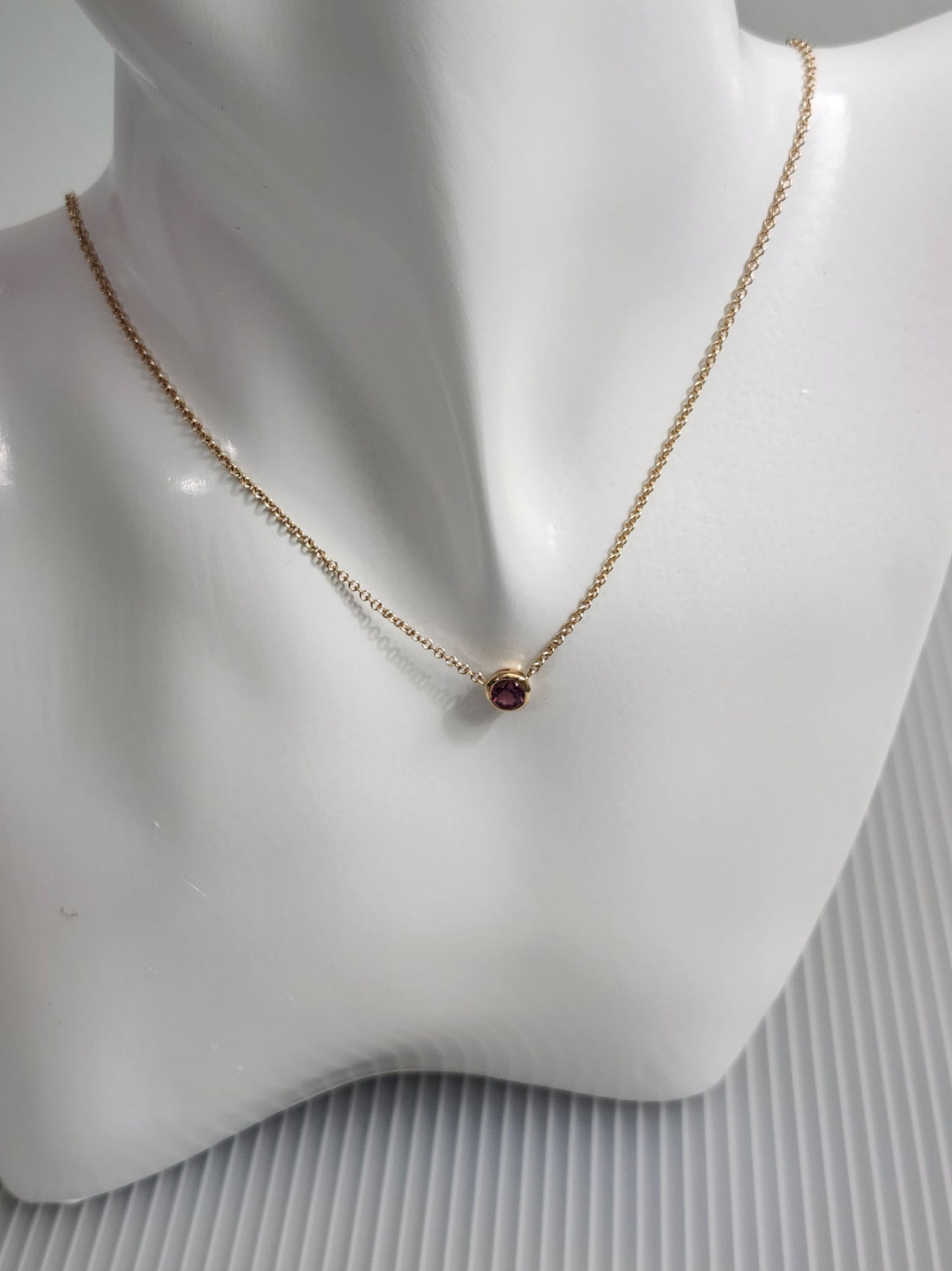 AAA Pink Tourmaline 14k Gold Birthstone Necklace, October Birthstone