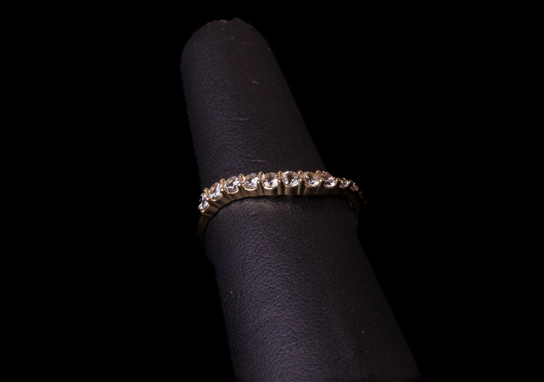 Natural White Sapphire Wedding Band, Free form Band, Yellow Gold Band