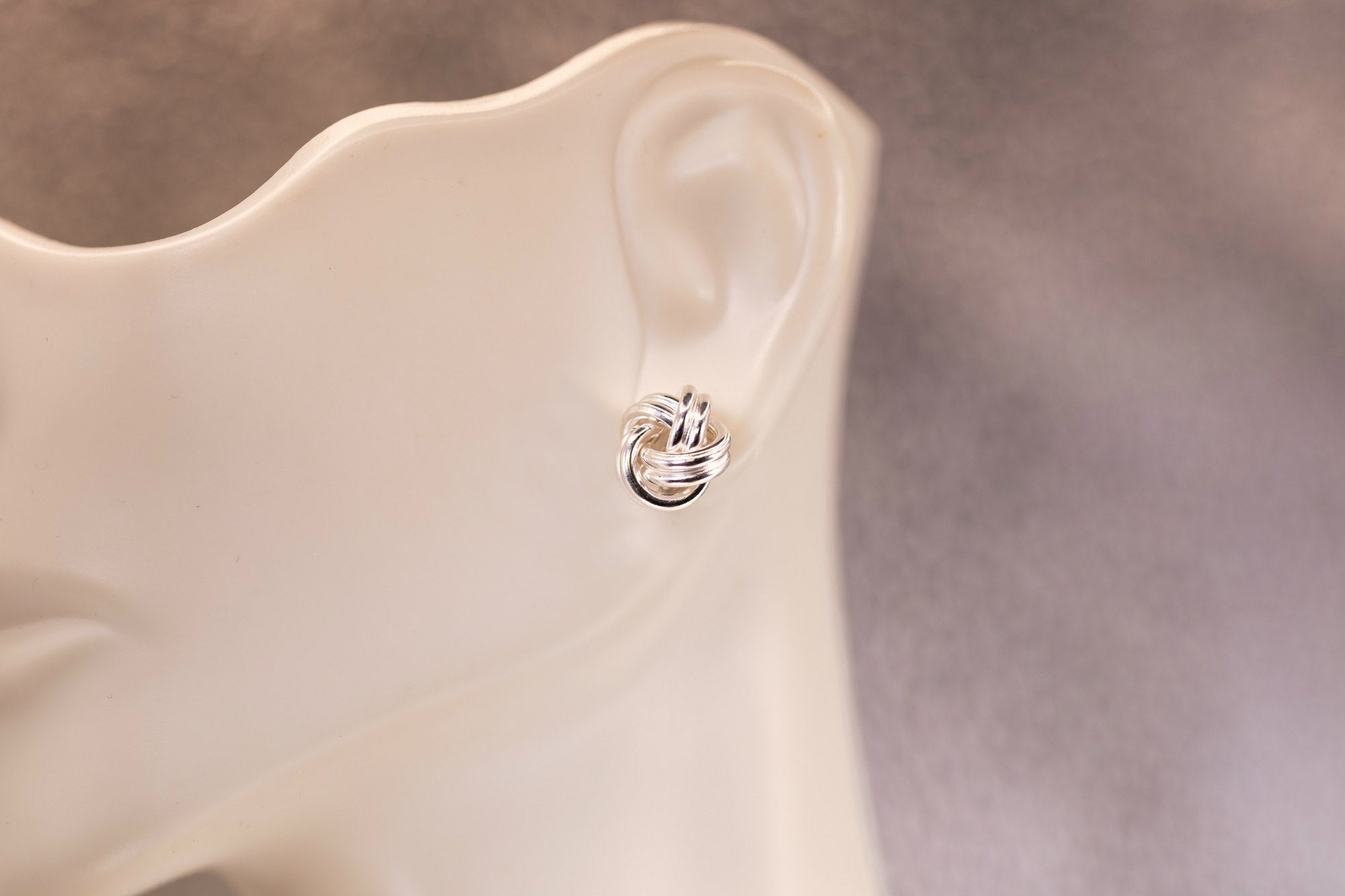Silver Knot Earrings, Knot Stud Earrings, Simple Silver Earrings
