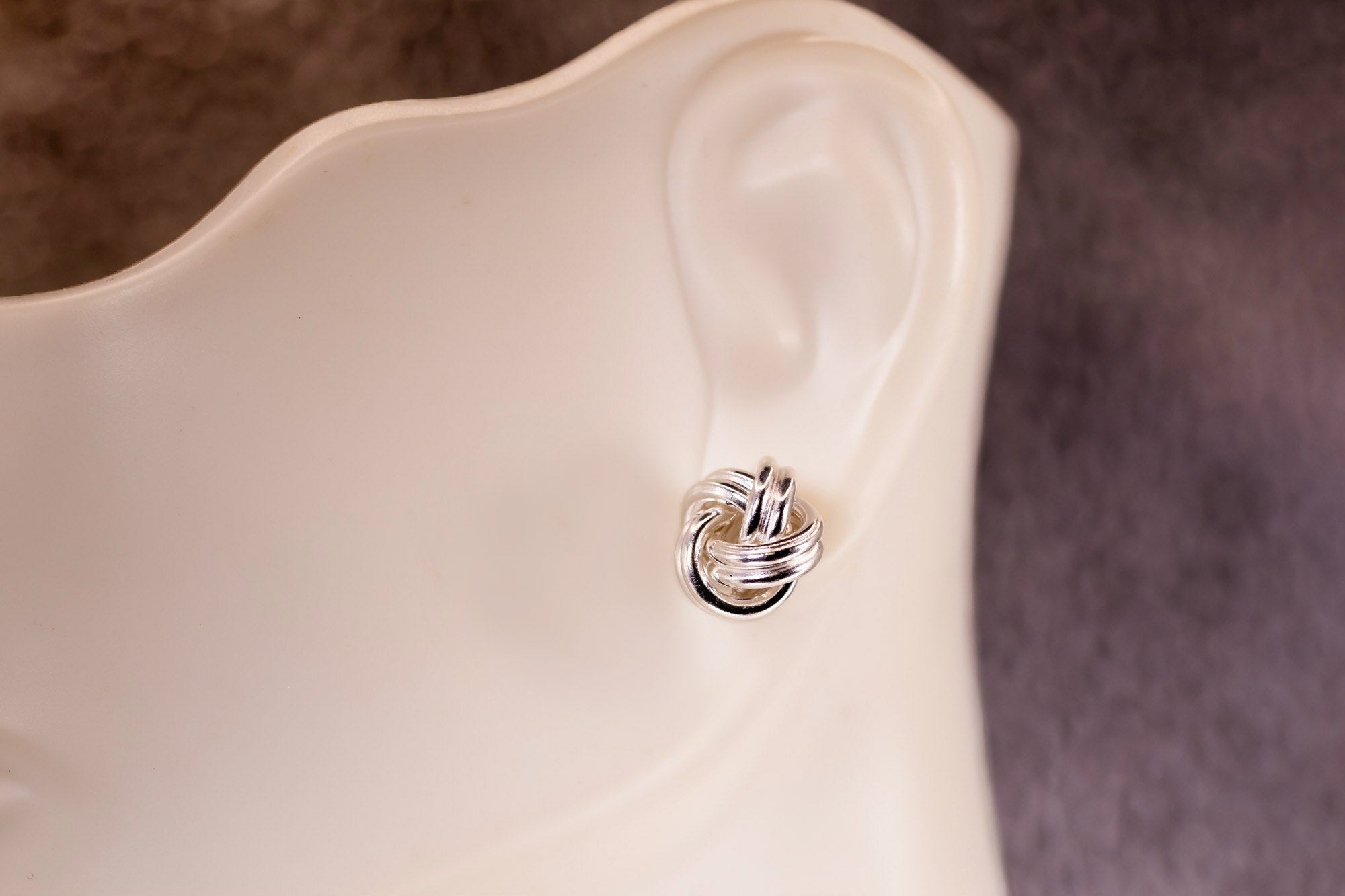 Silver Knot Earrings, Knot Stud Earrings, Simple Silver Earrings