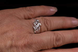Floral Statement Ring, Silver Leaf Ring, Right Hand Ring