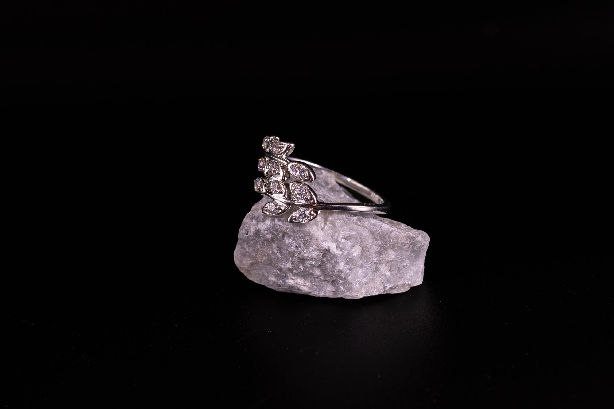 Floral Statement Ring, Silver Leaf Ring, Right Hand Ring