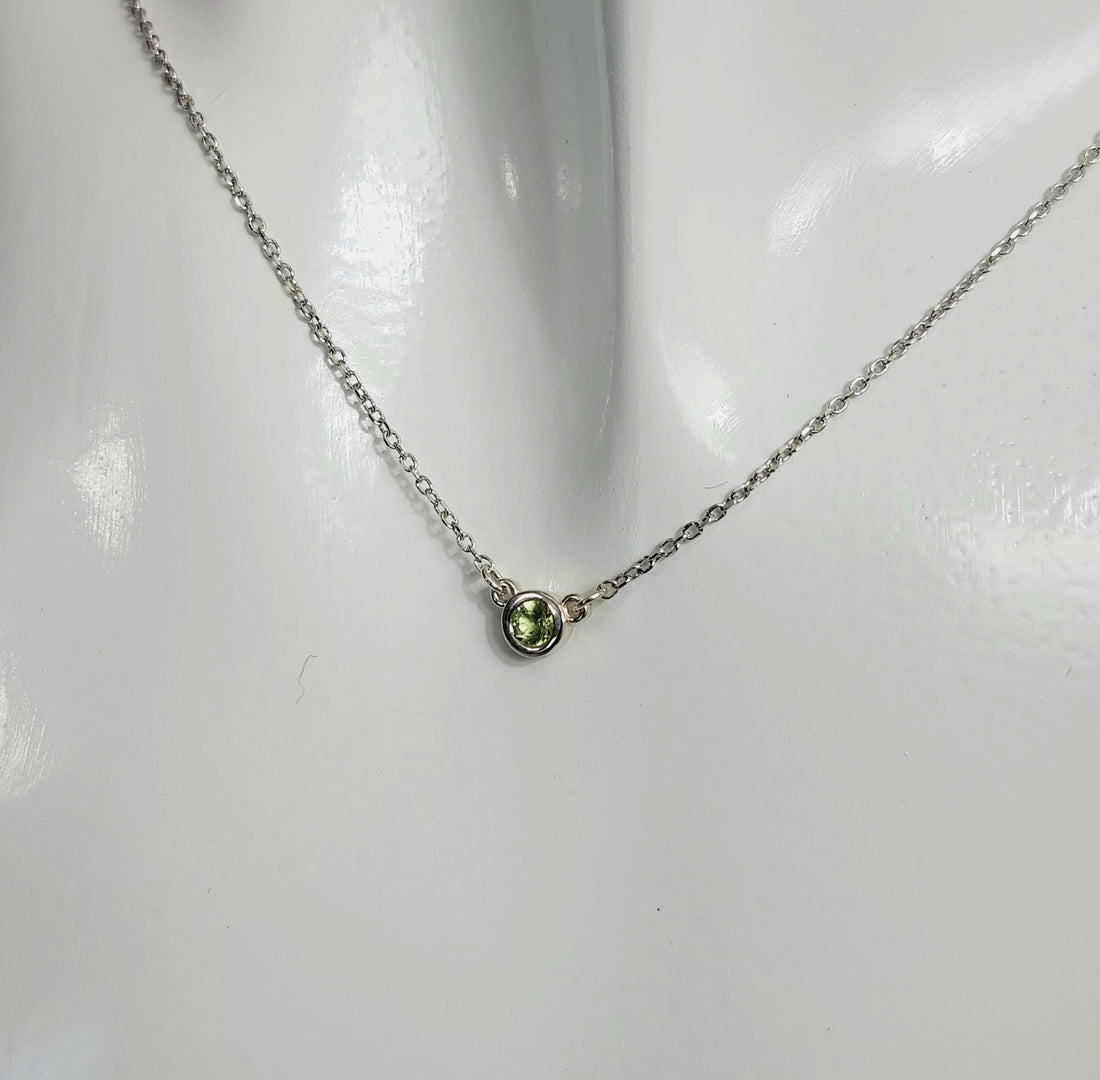 Peridot Birthstone Solitaire Bezel Necklace