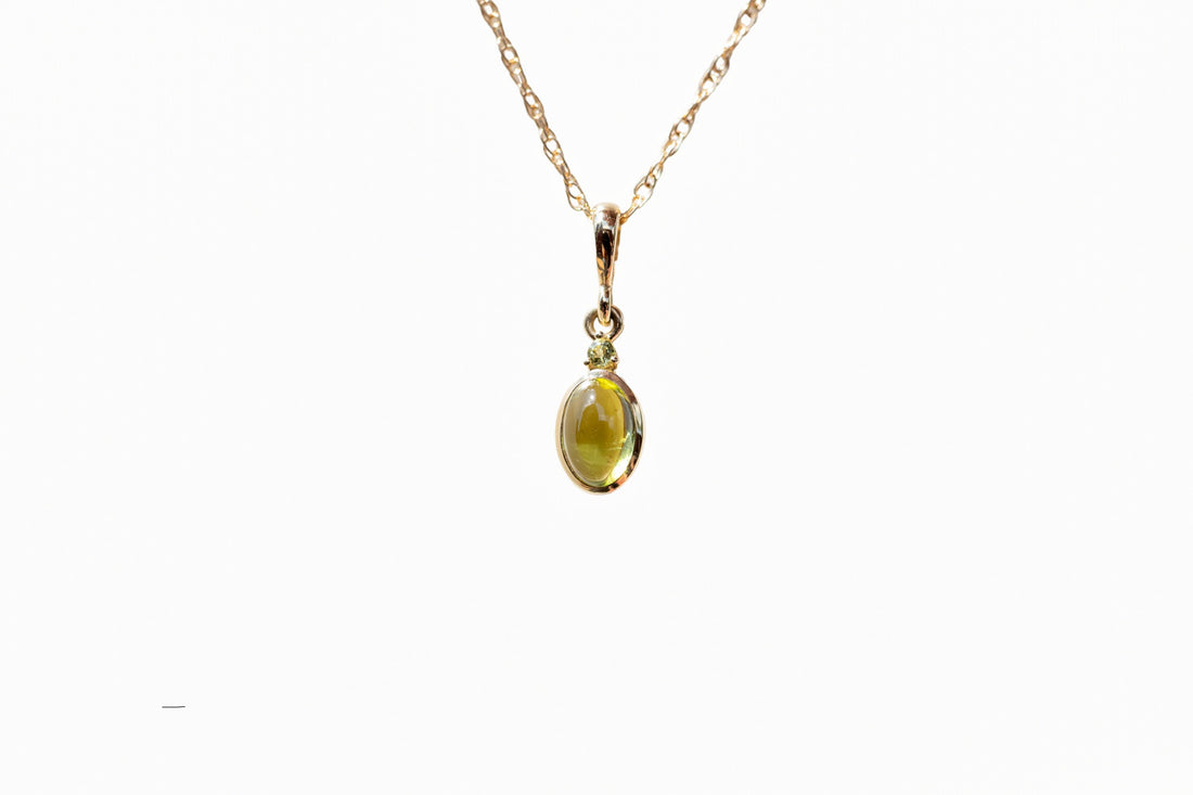 14k Natural Peridot Pendant, Peridot Charm, August Birthstone