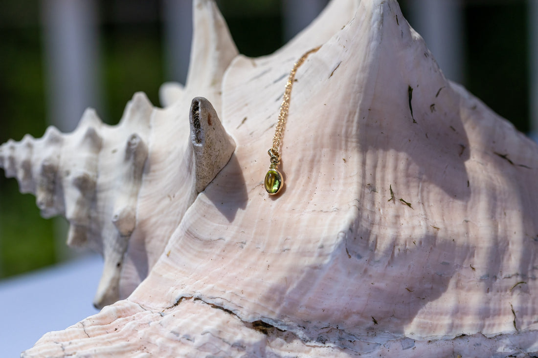 14k Natural Peridot Pendant, Peridot Charm, August Birthstone