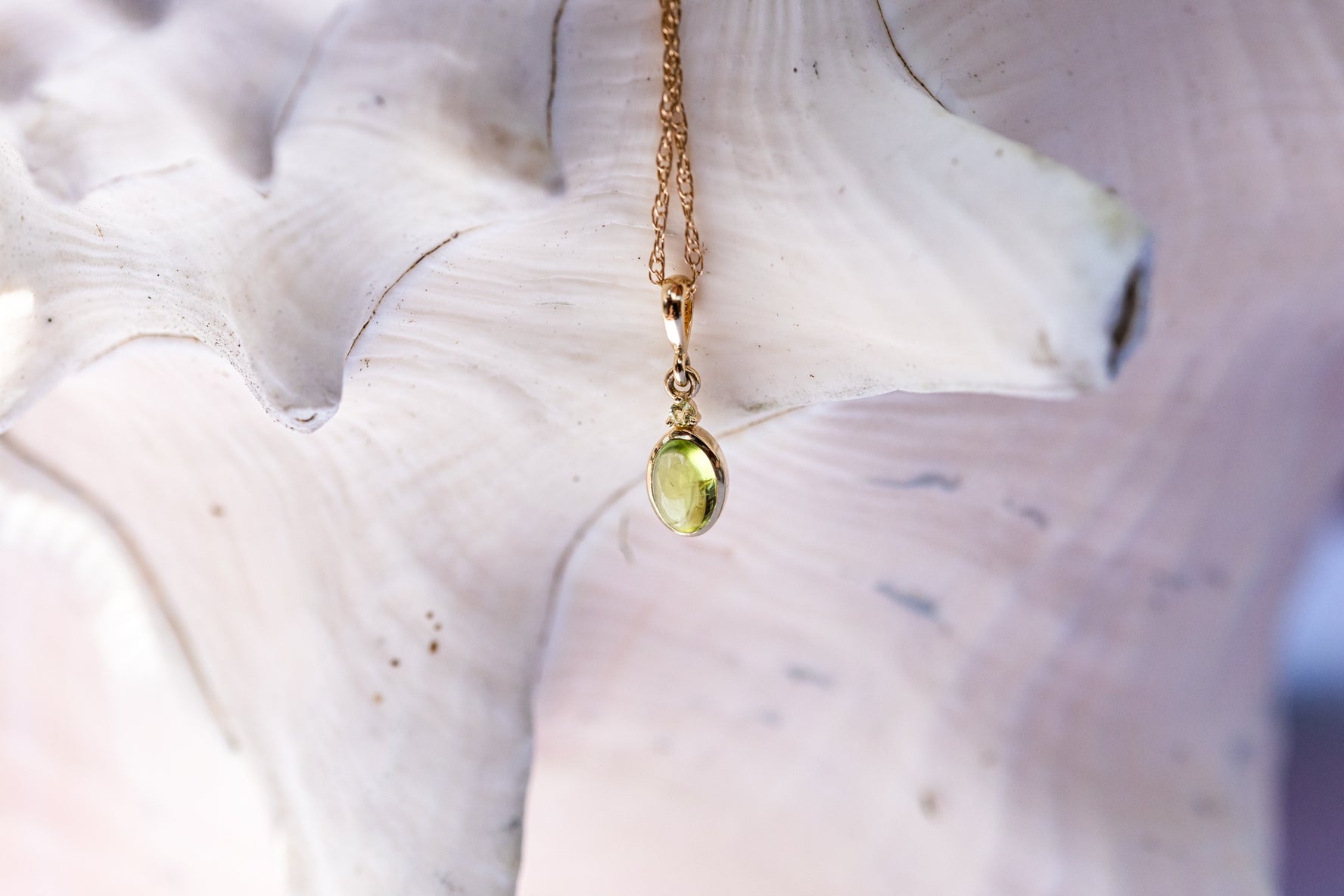 14k Natural Peridot Pendant, Peridot Charm, August Birthstone