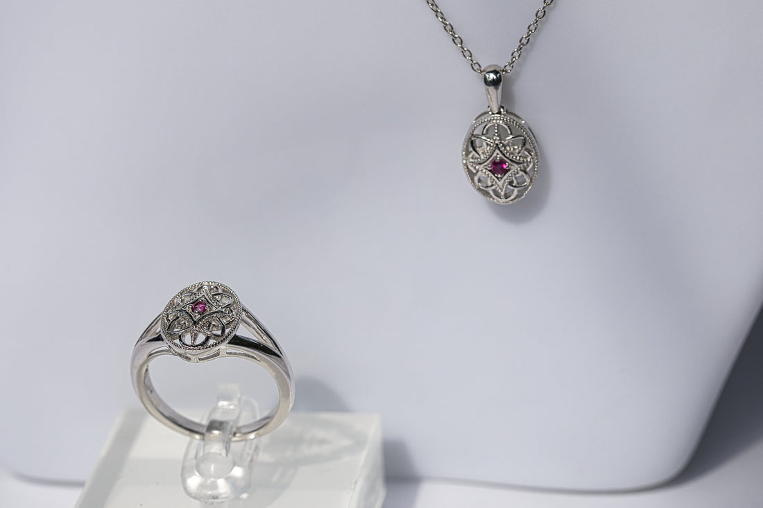 Natural Ruby Sterling Silver Birthstone Necklace, July birthstone