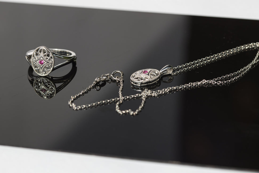 Natural Ruby Sterling Silver Birthstone Necklace, July birthstone