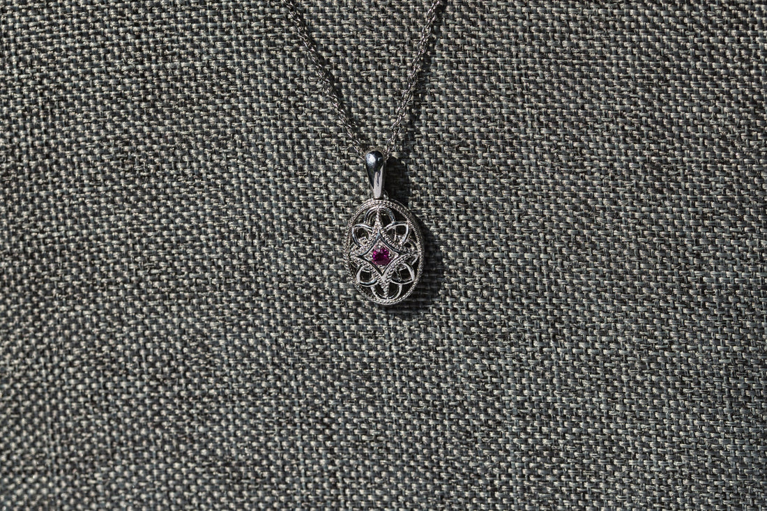 Natural Ruby Sterling Silver Birthstone Necklace, July birthstone