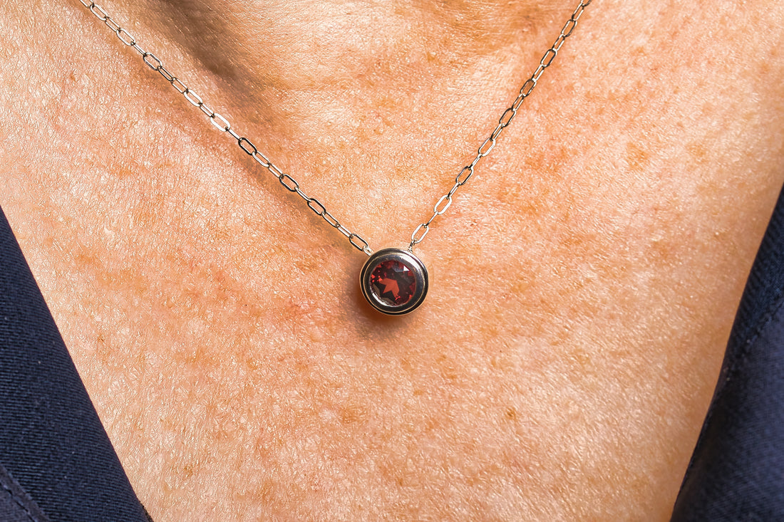 Natural Mozambique Garnet Necklace in Nickel Free Silver, January Birthstone
