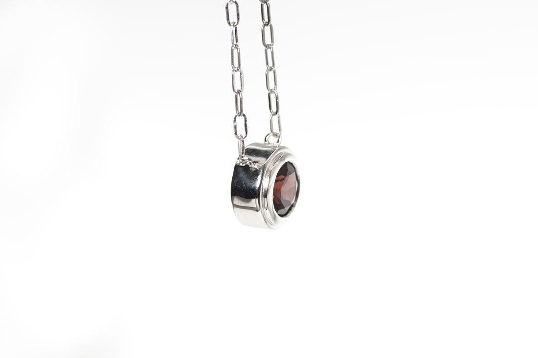 Natural Mozambique Garnet Necklace in Nickel Free Silver, January Birthstone