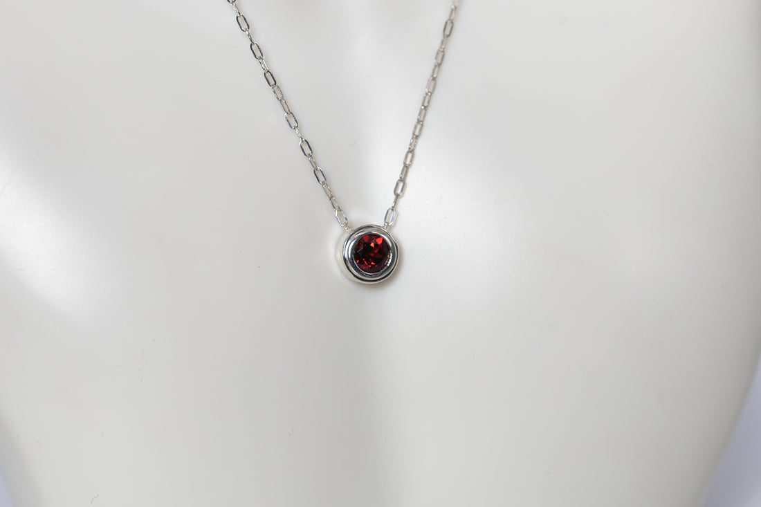 Natural Mozambique Garnet Necklace in Nickel Free Silver, January Birthstone