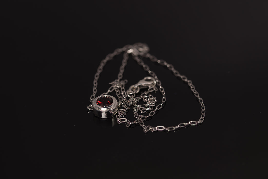 Natural Mozambique Garnet Necklace in Nickel Free Silver, January Birthstone