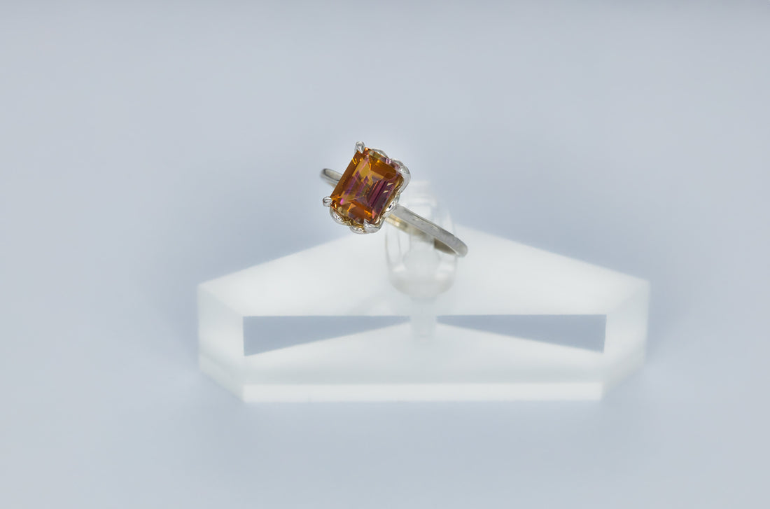 Sunrise Mystic Topaz Silver Engagement Ring