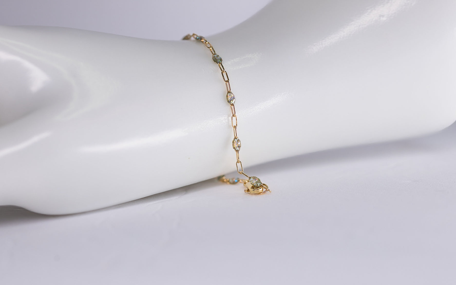 14K Yellow Gold Filled Multicolor Enamel Paperclip Chain Bracelet