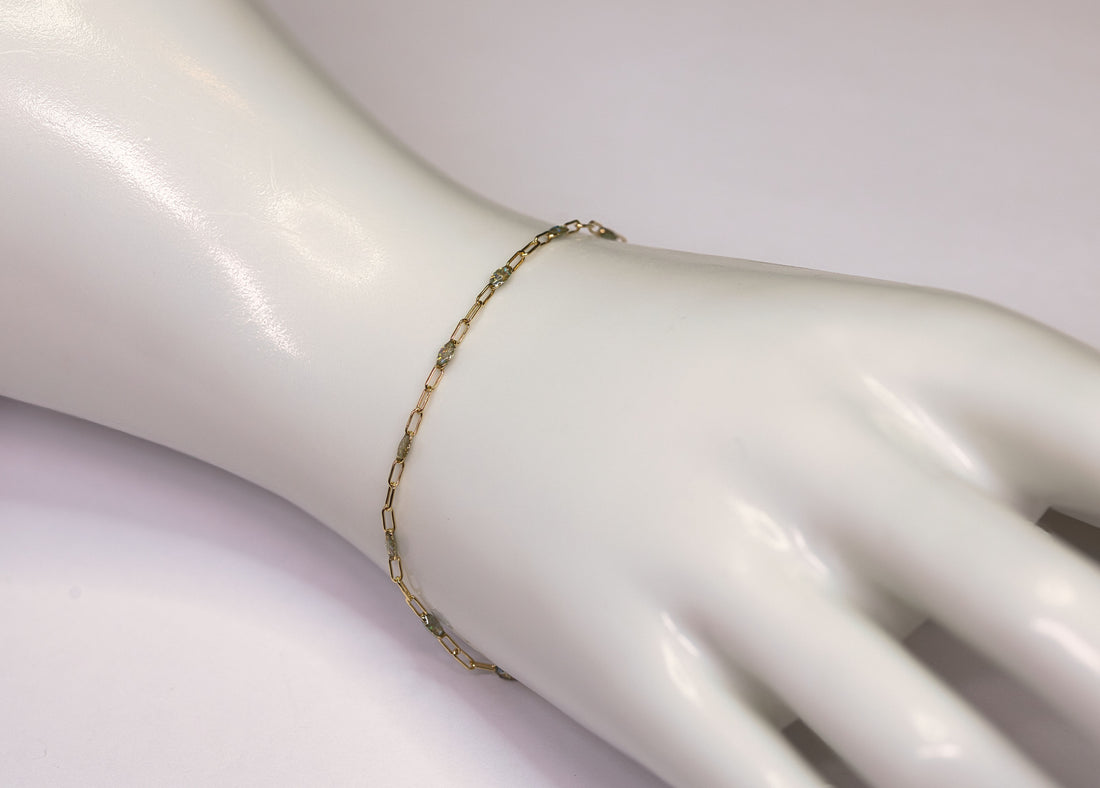 14K Yellow Gold Filled Multicolor Enamel Paperclip Chain Bracelet
