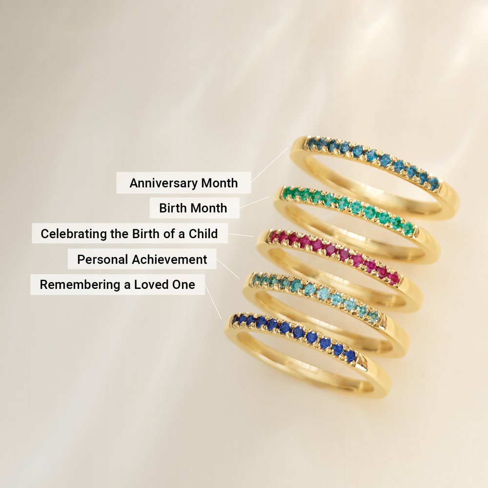 10k Gold Multi-stone Stackable Birthstone Band