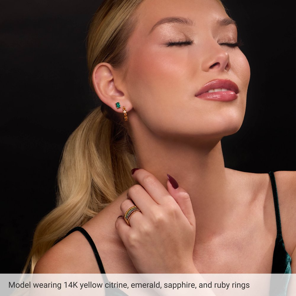 Sterling Silver Emerald Wedding Band & Stackable Ring