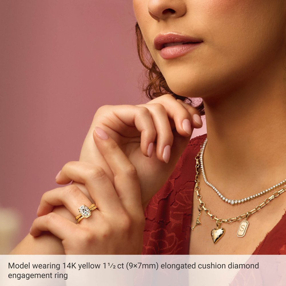 2.35 Carat Elongated Cushion Cut Diamond Engagement Ring in 14k Gold