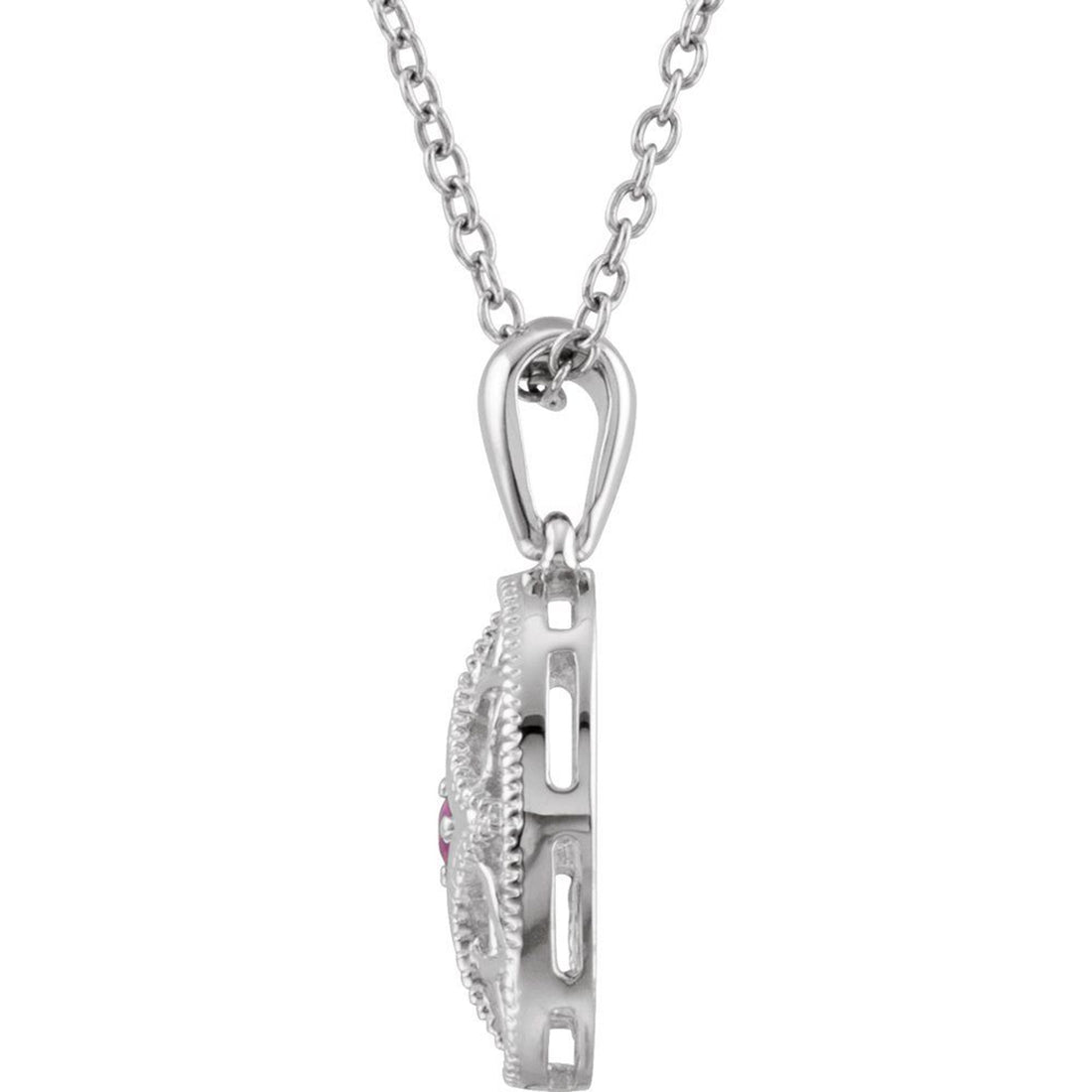 Natural Ruby Sterling Silver Birthstone Necklace, July birthstone