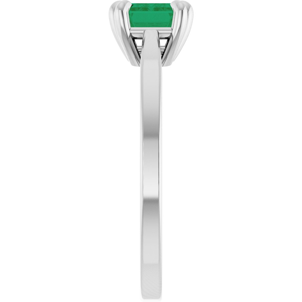 Solitaire Sterling Silver Lab Grown Emerald Ring
