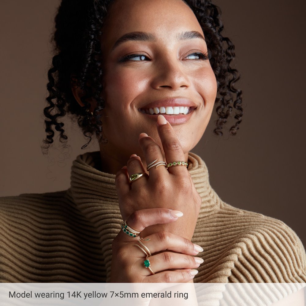 Solitaire Sterling Silver Lab Grown Emerald Ring