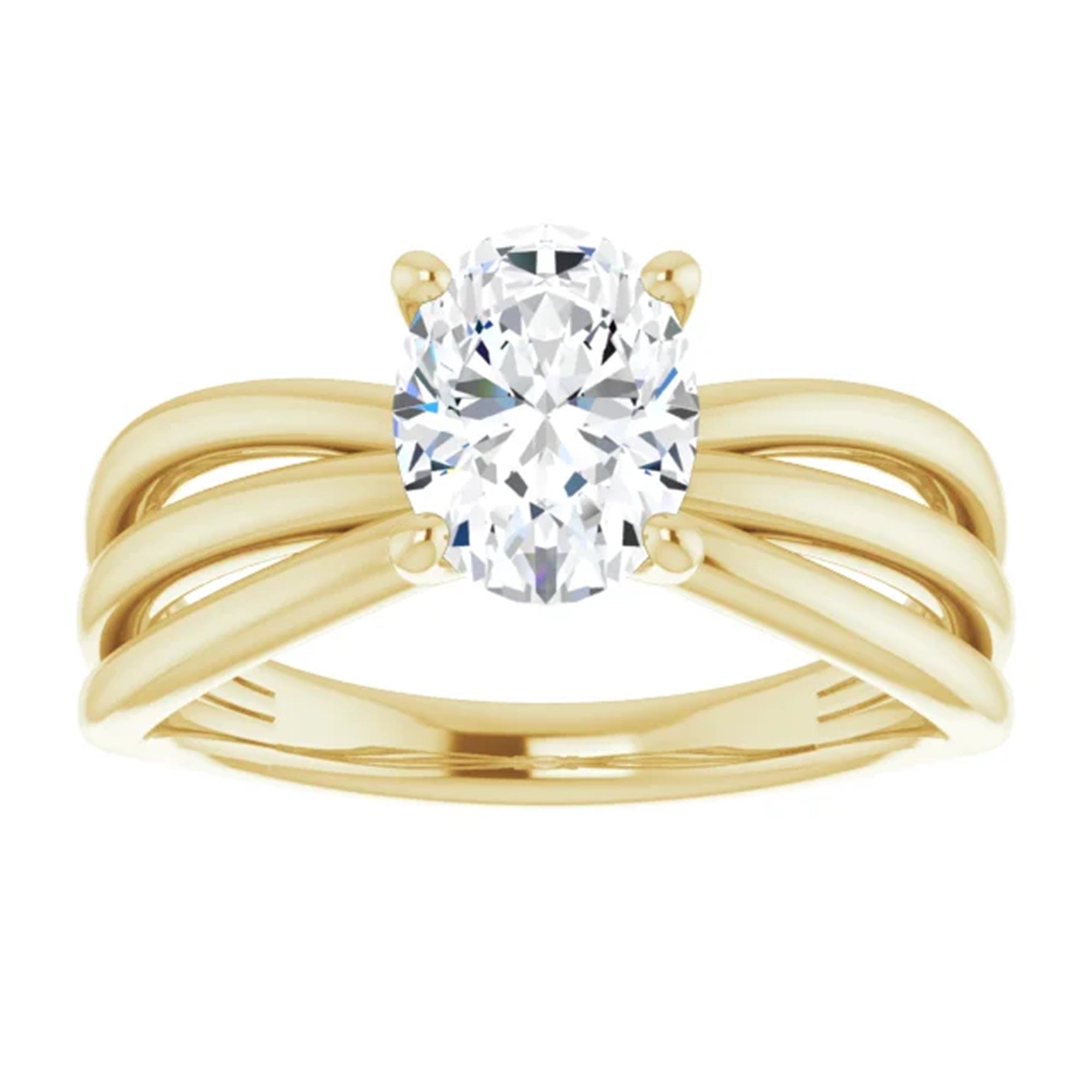 Oval Diamond Engagement Ring in solid 14k Gold