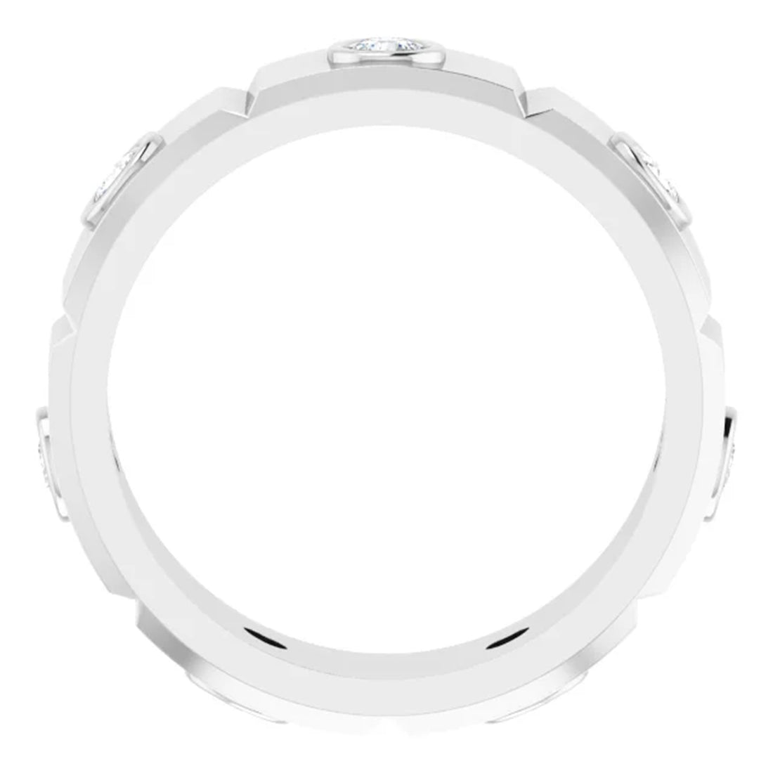 Men's Diamond Wedding Band, Mans Continuum Silver Ring, Silver Wedding Ring