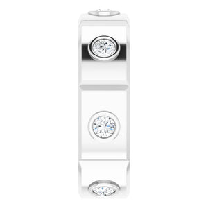 Men's Diamond Wedding Band, Mans Continuum Silver Ring, Silver Wedding Ring