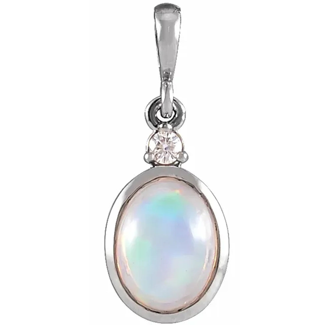 14k Natural Ethiopian Opal & Diamond Pendant