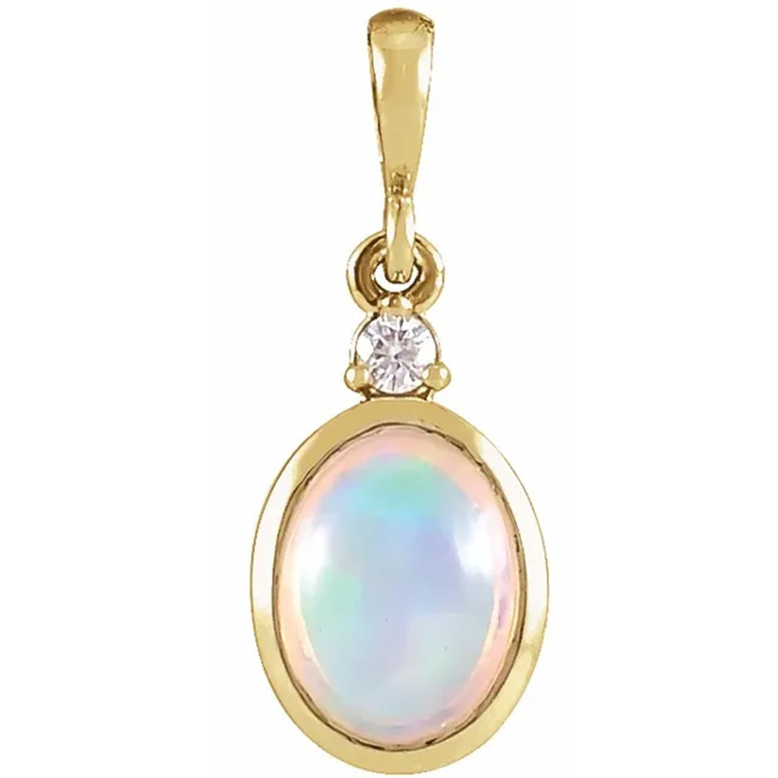 14k Natural Ethiopian Opal & Diamond Pendant