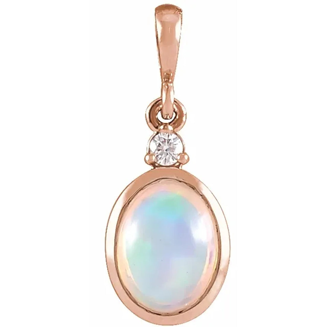 14k Natural Ethiopian Opal & Diamond Pendant