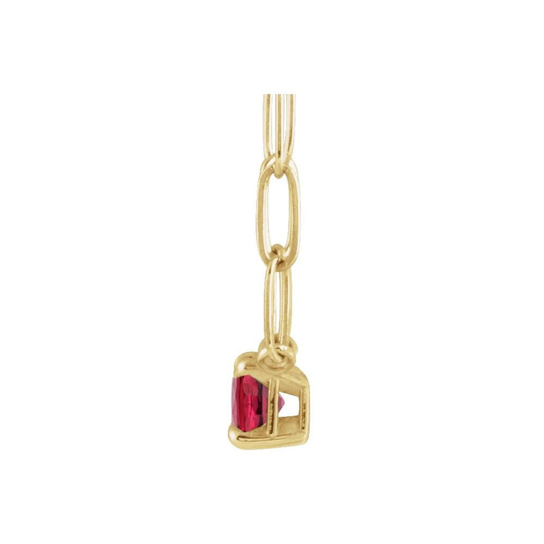 14k Gold Ruby Necklace Set East West with Paper Clip Chain